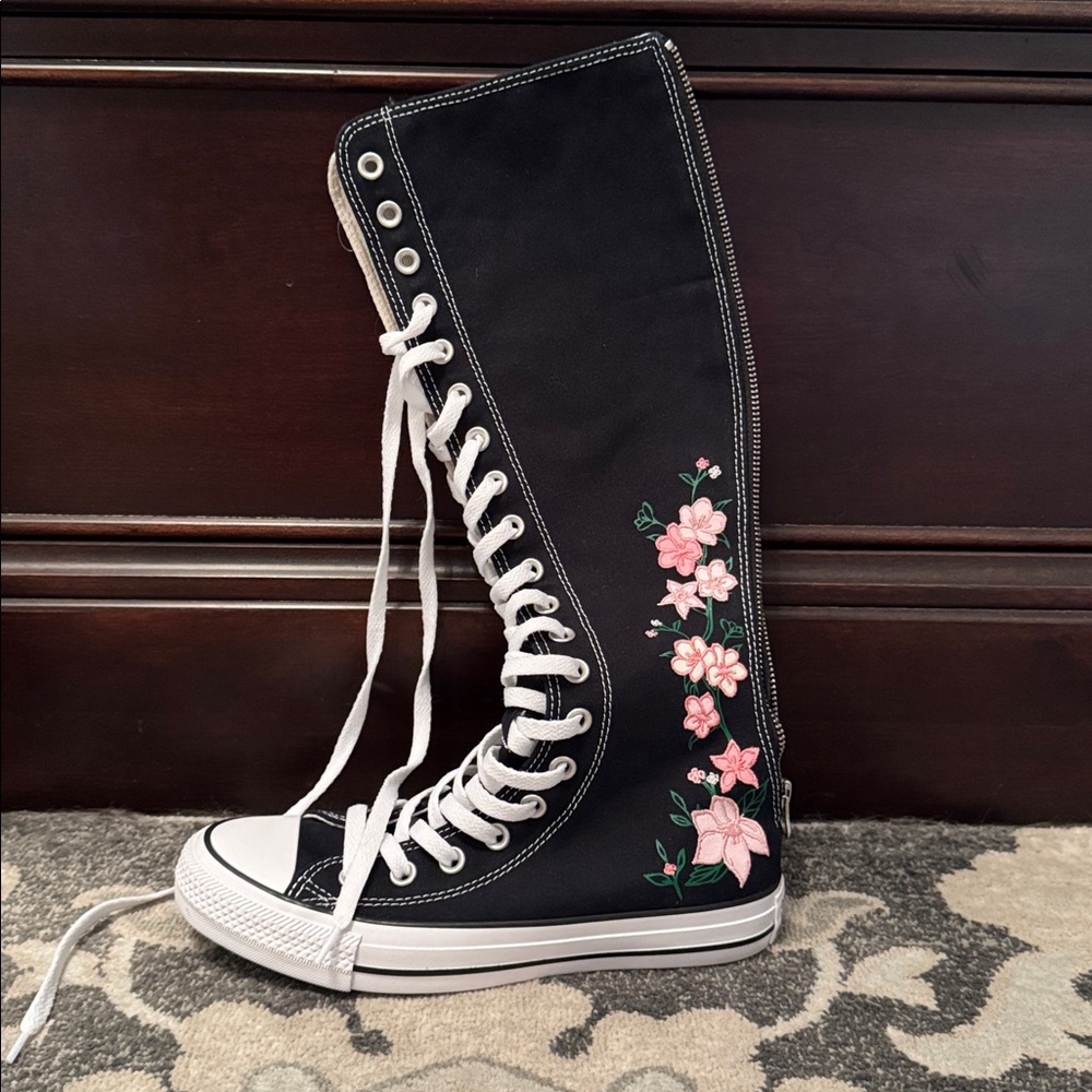 Knee high Floral Embroidered High-Top Women's Converse sample